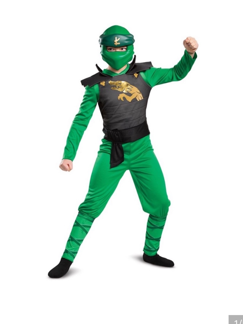 Lego Ninjago Ninja Brand Green & Black Dragon-Print Kids Superhero Costume